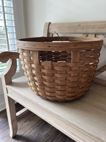 Longaberger 1985 Corn Basket Large Round Basket & Liner Vintage Hostess Gift Cover