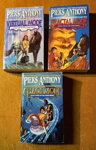 PIERS ANTHONY: MODE SERIES, BOOKS 1, 2, 3 - VIRTUAL, FRACTAL, CHAOS, VINTAGE PB - Bild 1 von 4
