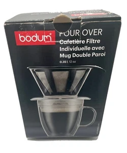 Bodum Pour Over Coffee Individual  12oz Double Wall Plastic Mug No Paper Filter - Picture 1 of 8