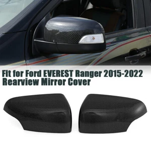 For 15-2022 Ford Ranger Cover Trim Carbon Black Rear View Side Mirror Cover Caps - Picture 1 of 10