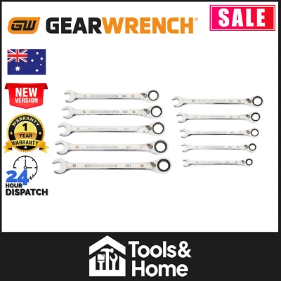 Gearwrench 10 Piece 12 Point Metric 90T Reversible Ratcheting Wrench Set - 87027 - image 1 of 4