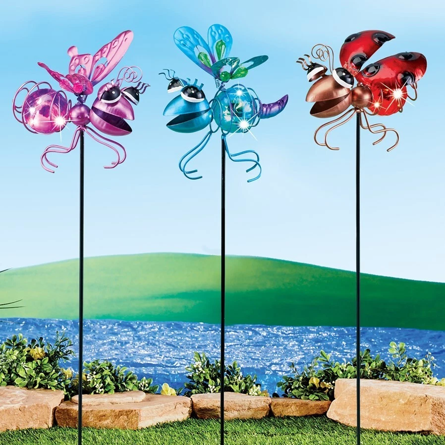 Set of 3 Solar Lighted Whimsical Garden Bugs Outdoor Decorative Stakes - Image 1 of 1