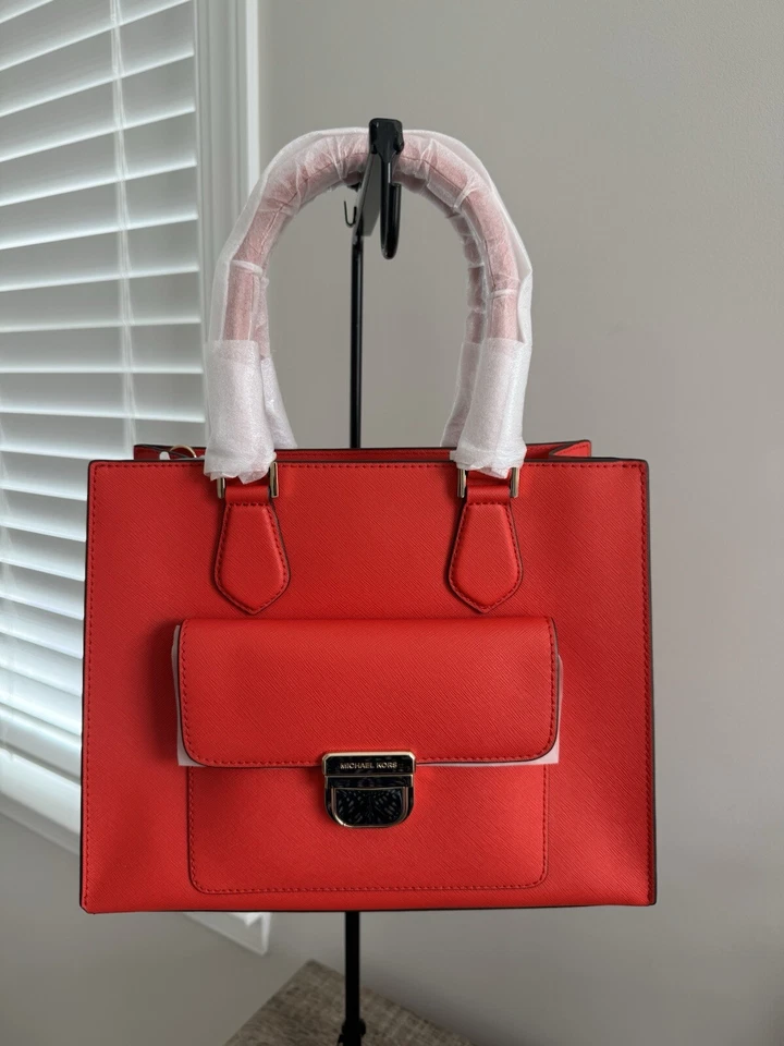 Bolso de Mano Michael Kors Bridgette Mediano Cuero Saffiano - Sangría Oscura Nuevo Con Etiquetas Foto 1 de 4