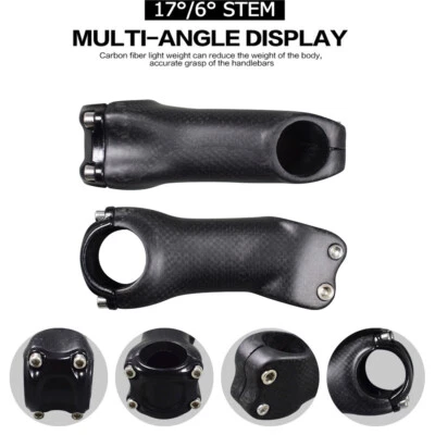 AIRWOLF 6°/17° Carbon MTB Road Bike handlebar stems Bicycle Stem 31.8*70-130mm - Image 1 of 4