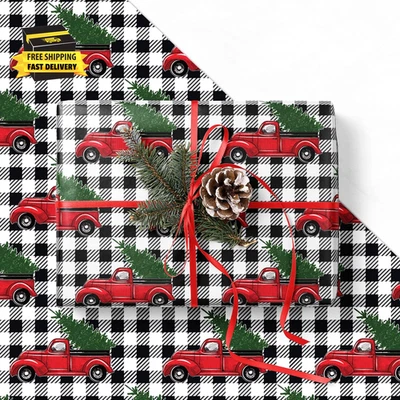 Christmas Wrapping Paper for Men Women Kids - Xmas Gift Wrap with Red Truck on W - Image 1 of 4