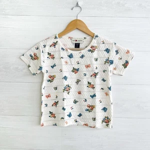 Vintage 90er Y2K Neu mit Etikett limitiert zu Blumen Schmetterlinge strukturiert Strick T-Shirt Mädchen 8 - Bild 1 von 7