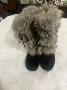 Oscar sport fur boots black gray Women Size:10 Made in Italy - Picture 1 of 9