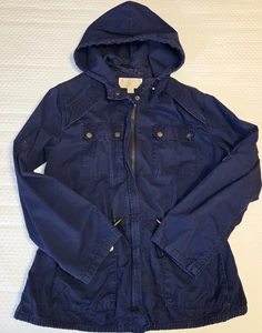 Michael Kors Utility Jacke Damen Navy Chore Barn Worker Kapuze Kordelzug Gr. S - Bild 1 von 11