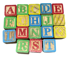 Children's Wooden Building Blocks Alphabet Vintage 1” Replacement ABC Crafts - Picture 1 of 4