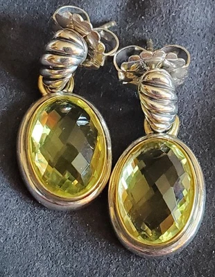 Pendientes colgantes DAVID YURMAN facetados limón citrino oro 18k plata esterlina cable Foto 1 de 4