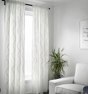 IKEA Hillmari Pair Sheer White Curtain 2 Panels 145 x 300cm New - Picture 1 of 6
