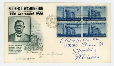 1956 - Scott #1074 - 3¢ Booker T. Washington Centennial -  Block of 4 - Image 1 of 2