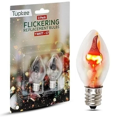 Tupkee C7 Flickering Flame Bulb – 1W Light Bulb with a Orange Glow That Flicker - Image 1 of 4