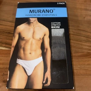 Murano Men’s Stretch Bikini Cotton/spandex Gray/gray/black Size Small - Picture 1 of 5