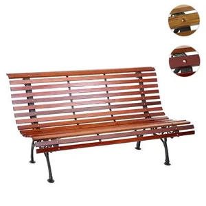 Gartenbank HWC-F97, Sitzbank Parkbank Holz-Bank, 3-Sitzer Gusseisen 160cm 26kg - Bild 1 von 13