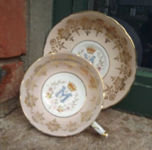 1958 Paragon China Cup & Saucer Princess Margaret Visit to Canada - peach colour - Picture 1 of 8