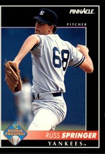 1992 Pinnacle New York Yankees Baseball Card #561 Russ Springer Rookie