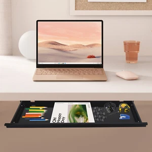 Slide Out Under Desk Keyboard Tray Shelf Space Saver Sliding Pull-out Drawer - Picture 1 of 23