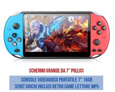 CONSOLE PORTATILE 16GB STATION DISPLAY 7' POLLICI 32 BIT GIOCHI VIDEOGIOCO MP5