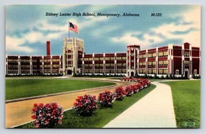 Postcard Sidney Lanier High School, Montgomery, Alabama, Exterior Circle Drive - Picture 1 of 2