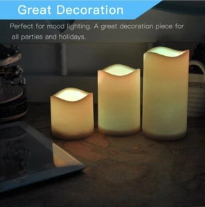 3 x flackernde flammenlose LED Kerzen batteriebetriebene Fernbedienung Stimmungsleuchten  - Bild 1 von 5