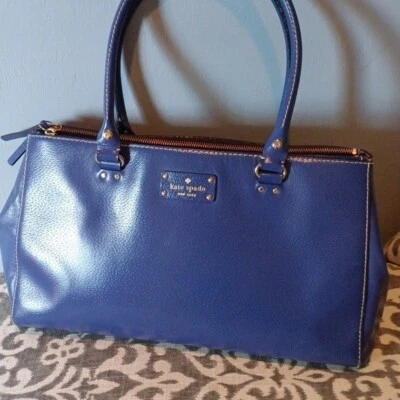 Kate Spade Martine Wellesley Cobalt Blue Purple Large leather 3 section Satchel - Image 1 of 4