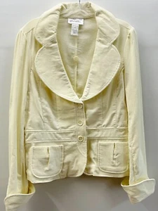 Chadwick's Women's Size 12 Blazer Jacket 3-Button Corduroy Ivory Cuffed Sleeve - Picture 1 of 11