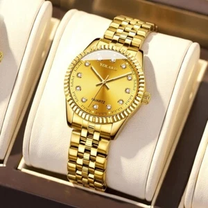 Luxury Mens Golden Stainless Steel belt Quartz Wa.. Fashion Man Business Watch - Picture 1 of 6