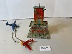 RARE Vintage Thomas Toys working air traffic tower wind-up plane toy 16C11