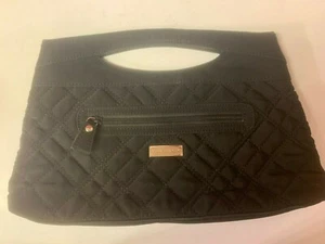 Vera Bradley Quilted Black Microfiber Medium size Clutch Handbag Very Nice - Picture 1 of 8