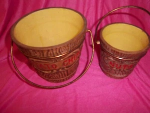 Two Ceramic Snack Buckets, Pails with Handles for Chips and Nuts  - Picture 1 of 2