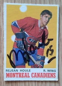 1970-71 Autographed REJEAN HOULE #174 OPC Montreal Canadiens NHL Hockey Card RC