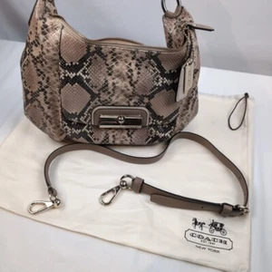 Y2K Coach Snakeskin Tan/Brown Handbag w/ Crossbody Strap and Dustbag - Picture 1 of 15