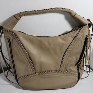 ORYANY PebbledLeather Satchel Hobo Bag Fringe Western Tan Braided Punk With Tag - Picture 1 of 8