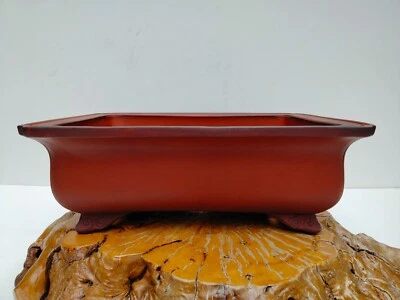 Bonsai Tree Pot Tokoname Keizan Unglazed Rectangular Deep Width 21.65 in/ 55 cm - Image 1 of 4