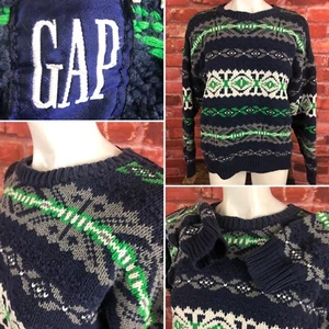 Vintage Gap Sweater Mens Medium Nordic Fair Isle Y2K 90s Chunky Knit Ski R2 - Picture 1 of 10