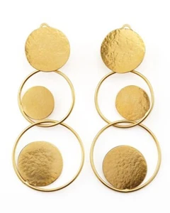 Herve Van der Straeten Earrings Hammered Circle Drop Modernist Vintage gyuhj - Picture 1 of 9