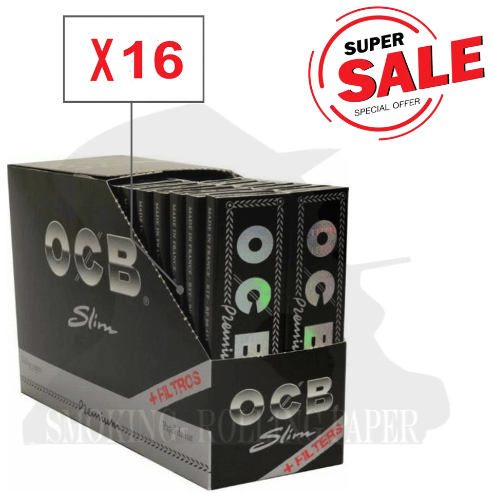 OCB CARTINE KING SIZE SLIM LUNGHE NERE PREMIUM E FILTRI IN CARTA 16 LIBRETTI - Image 1 of 1