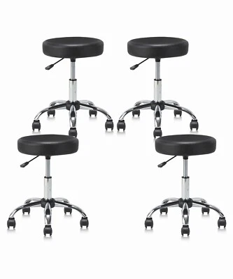 KLASIKA 4 Pack Hydraulic Rolling Chair Adjustable Tattoo Salon Stool Facial Massage Spa
