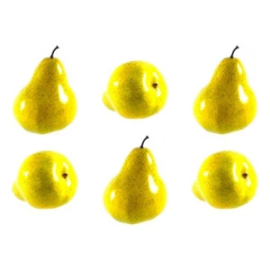 6er Pack Kunstbirne groß hell gelb grün Deko Obst Birnen Fake SET - Bild 1 von 3