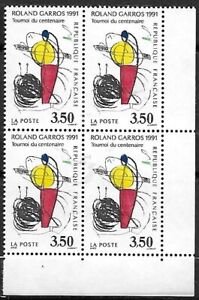 FRANCE 1991 - N° 2699 Bloc de 4 en coin  - " Rolland Garros 1991 "