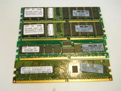 X4 Samsung 1GB DDR PC2100 CL2.5 ECC 1Rx8 PC2-6400U-666-12-ZZ DDR PC2700 CL2.5  - Image 1 of 4
