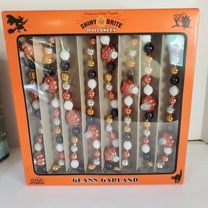 NEW CHRISTOPHER RADKO SHINY BRITE PUMPKIN HALLOWEEN 7 FT GLASS GARLAND - Picture 1 of 6