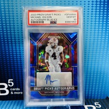 2023 Prizm Draft Picks Football 56/75 Michael Wilson AUTO Blue Ice PSA 10 POP 1
