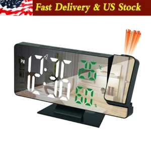 7.8" LED Projection Alarm Clock Digital Clock with 180° Projector Snooze Bedside - Picture 1 of 13