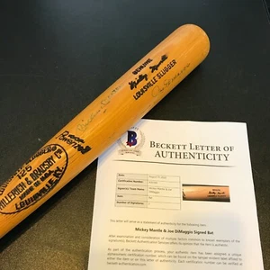 Mickey Mantle & Joe Dimaggio Signed Autographed Baseball Bat With Beckett COA - Picture 1 of 7
