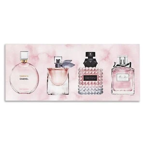 Stupell Industries Pink Fashion Fragrance Bottles Watercolor Pattern, Design ... - Picture 1 of 7