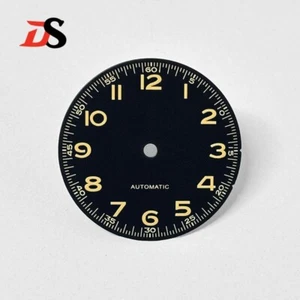 DS Matte black Vintage beige luminous Green glow Numeric Hour Marks No logo - Picture 1 of 2