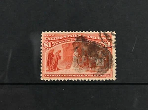 USA Scott # 241 F-VF Used Sound $1 Columbian US Stamp Cat $525 - Picture 1 of 2
