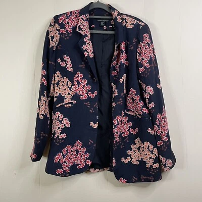 Cynthia Rowley Blazer Floral Cherry Blossom Navy Blue Pink Women’s Size XS - Image 1 of 4
